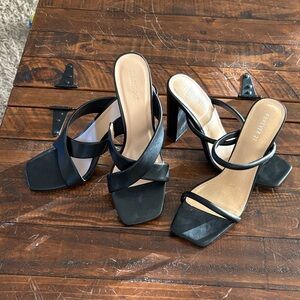 2 pair Elegant Black Heeled Sandals